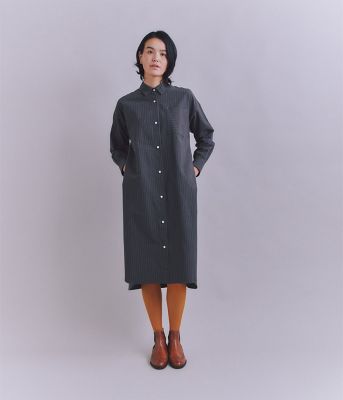 Ｃｏｔｔｏｎ　Ｌｉｎｅｎ　Ｐｉｎ　Ｓｔｒｉｐｅ　ポケットロングシャツドレス（２０２５３７４１６０１２）