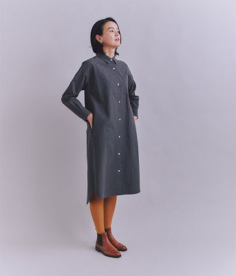 Ｃｏｔｔｏｎ　Ｌｉｎｅｎ　Ｐｉｎ　Ｓｔｒｉｐｅ　ポケットロングシャツドレス（２０２５３７４１６０１２）