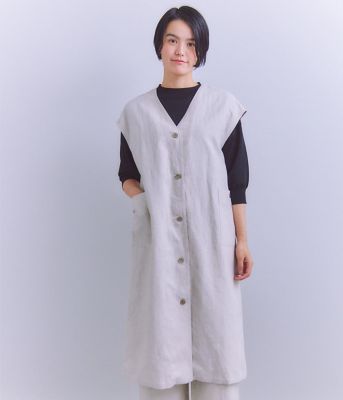 Ｌｉｎｅｎ　Ｃｈａｍｂｒａｙ　ロングジレワンピース（２０２５３７４８５０３１）