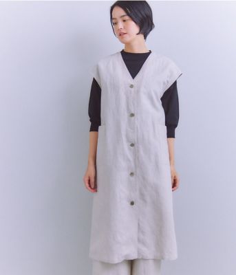 Ｌｉｎｅｎ　Ｃｈａｍｂｒａｙ　ロングジレワンピース（２０２５３７４８５０３１）