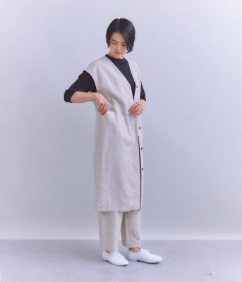 Ｌｉｎｅｎ　Ｃｈａｍｂｒａｙ　ロングジレワンピース（２０２５３７４８５０３１）