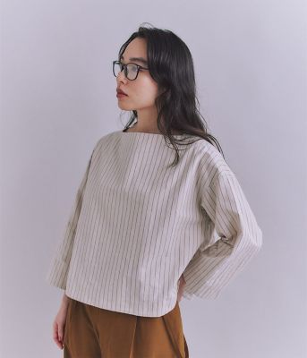 SIPULI (Women)/シプリ Ｃｏｔｔｏｎ　Ｌｉｎｅｎ　Ｄｏｕｂｌｅ　Ｓｔｒｉｐｅ　ガゼット付ブラウス（２０２５３７６１６０１１）