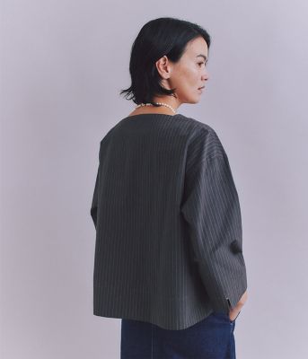 Ｃｏｔｔｏｎ　Ｌｉｎｅｎ　Ｐｉｎ　Ｓｔｒｉｐｅ　ガゼット付ブラウス（２０２５３７６１６０１２）