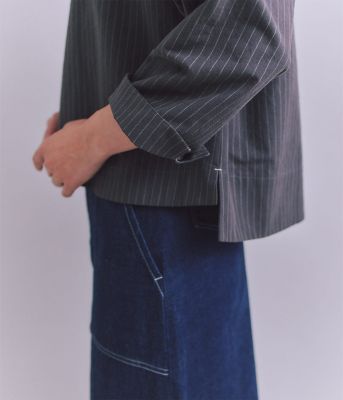 Ｃｏｔｔｏｎ　Ｌｉｎｅｎ　Ｐｉｎ　Ｓｔｒｉｐｅ　ガゼット付ブラウス（２０２５３７６１６０１２）