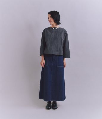 Ｃｏｔｔｏｎ　Ｌｉｎｅｎ　Ｐｉｎ　Ｓｔｒｉｐｅ　ガゼット付ブラウス（２０２５３７６１６０１２）