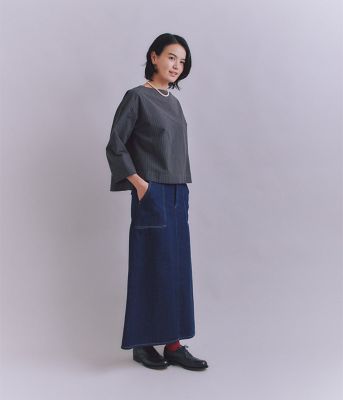Ｃｏｔｔｏｎ　Ｌｉｎｅｎ　Ｐｉｎ　Ｓｔｒｉｐｅ　ガゼット付ブラウス（２０２５３７６１６０１２）