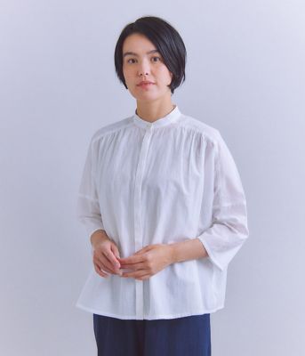 SIPULI (Women)/シプリ Ｓｌａｂ　Ｙａｒｎ　Ｃｏｔｔｏｎ　Ｌａｗｎ　ピンタックギャザーブラウス（２０２５３７６４５０２２）