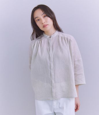 SIPULI (Women)/シプリ ［ＡＣＡＲ］Ｔｈｉｎ　Ｓｔｒｉｐｅ　ピンタックギャザーブラウス（２０２５３７６４５０２３）