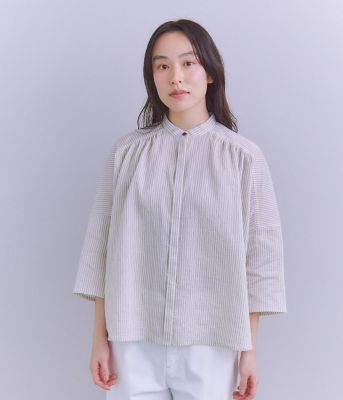 ［ＡＣＡＲ］Ｔｈｉｎ　Ｓｔｒｉｐｅ　ピンタックギャザーブラウス（２０２５３７６４５０２３）