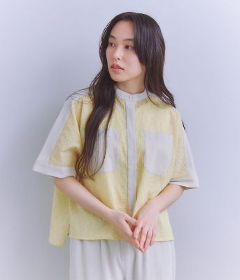 ＜SIPULI (Women)＞Ｓｈｅｅｒ　Ｊａｃｑｕａｒｄ　レース切替ブラウス（２０２５３７６４５０３２）