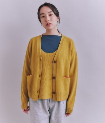 H754@ sacai luck ニットカーディガン バイカラー イエローグレー H754@ sacai luck ニットカーディガン バイカラー イエロー