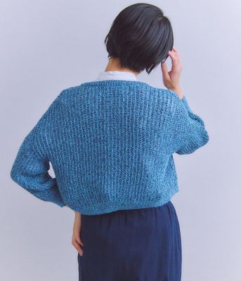 ニット セーター Linen Polyester Yarn 配色ニットカーディガン レディース SIPULI ニット セーター Linen Polyester Yarn 配色ニット