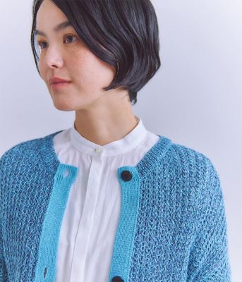 ニット セーター Linen Polyester Yarn 配色ニットカーディガン レディース SIPULI ニット セーター Linen Polyester Yarn 配色ニット