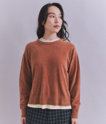 ウォッシャブル】Creamy Cotton 玉ねぎ刺繍クルー