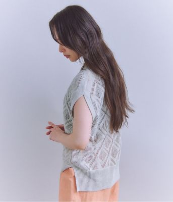 ニット セーター Linen Polyester Yarn レース編みノースリーブニット レディース SIPULI ニット セーター Linen Polyester Yarn レース編み