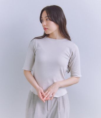 SIPULI (Women)/シプリ ［ＬＯＴＵＳ］Ｒｏｕｎｄ　Ｂｏｄｙ　Ｆｒａｉｓｅ　５分袖ボートネックプルオーバー（２０２５３７８５５８９９）