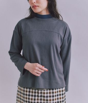 SIPULI (Women)/シプリ Crepe Double Face Knit 切替えボトルネックプルオーバー(202537866821) 04ダークグレー トップス【三越伊勢丹/公式】