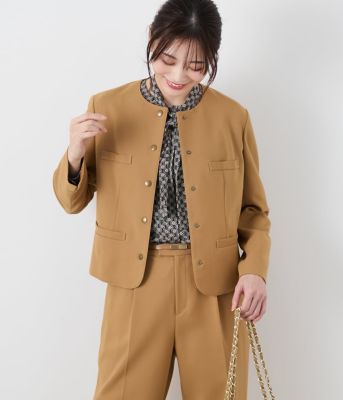 ＜NEWYORKER (Women)＞コンパクトダブルクロス　ドット釦ノーカラージャケット（２０２５５１１１５１２２）