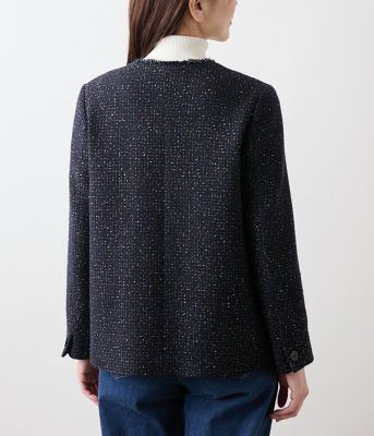 ネオンカラーミックスツィード ノーカラージャケット