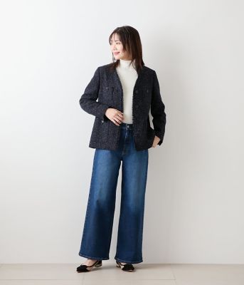 ネオンカラーミックスツィード ノーカラージャケット