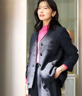 ネオンツイード ノーカラージャケット ANAYI（アナイ）の「ネオンツイードノーカラー ジャケット（ノーカラー