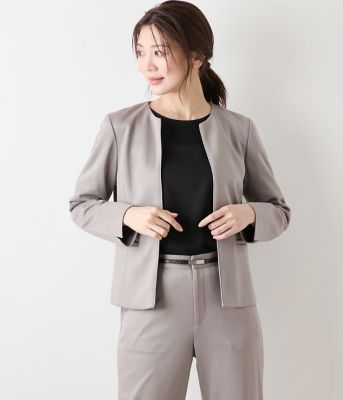 ＜NEWYORKER (Women)＞【ウォッシャブル】モクロディクリア　ノーカラージャケット（２０２５５１１１６３１０）