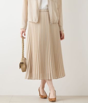 【SALE】NEWYORKER (Women)/ニューヨーカー リサイクルポリエステルシアーローン プリーツスカート(202551256110) 33ベージュ ひざ丈スカート【三越伊勢丹/公式】