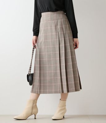 ＜NEWYORKER (Women)＞カラードグレンチェック　サイドタックプリーツスカート（２０２５５１２５６１５１）