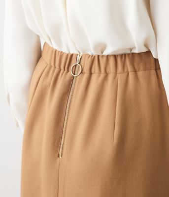 ストレッチ】ウールブレンドダブルクロス ロングタイトスカート
