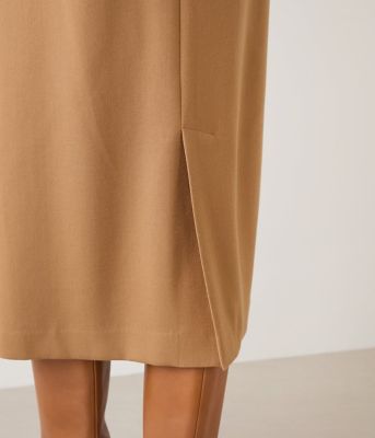 ストレッチ】ウールブレンドダブルクロス ロングタイトスカート