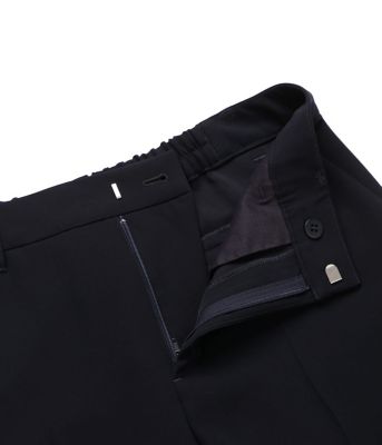 【ウォッシャブル】ダブルフェイス　クロップドテーパードパンツ（ネイビー）（２０２５５１３１５１１１）