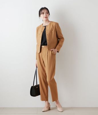 コンパクトダブルクロス センタープレステーパードパンツ