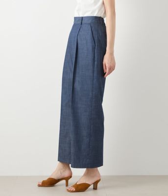 スラブシャンブレー　タックワイドパンツ（２０２５５１３１５２５１）