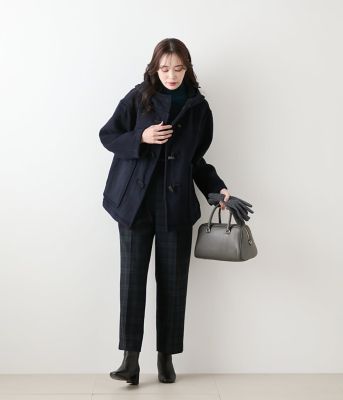 ウールブラックウォッチ ワンタックテーパードパンツ