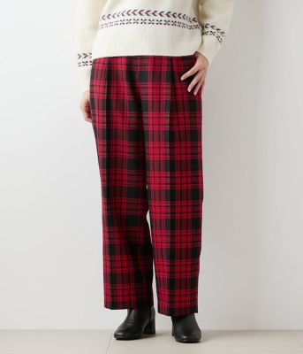 ＜NEWYORKER (Women)＞ウールタータン　ワンタックテーパードパンツ（２０２５５１３１６２５６）