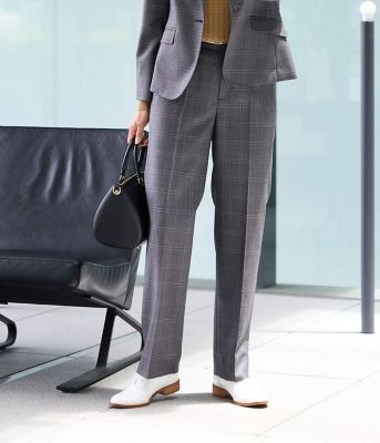 ＜NEWYORKER (Women)＞ウールウインドウペイン　ストレートパンツ（２０２５５１３１６３５０）