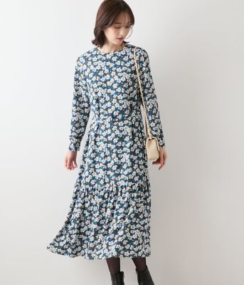 ＜NEWYORKER (Women)＞【ウォッシャブル】ビオラフラワープリント　ティアードギャザーロングワンピース（２０２５５１４１６１７２）