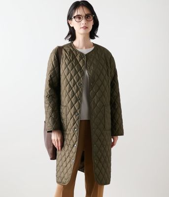 【送料無料】NEWYORKER (Women)/ニューヨーカー ポリエステルタフタ リバーシブルキルトロングコート(202551516150) 54カーキグリーン コート・ジャケット【三越伊勢丹/公式】