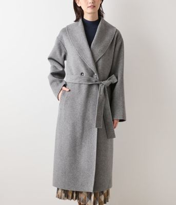 ウールナイロンリバー ショールカラーロングコート