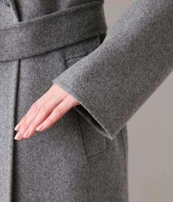 ウールナイロンリバー ショールカラーロングコート