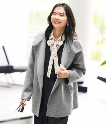 ＜NEWYORKER (Women)＞ウールナイロンリバー　スタンドショートコート（２０２５５１５５６１７０）