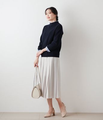 美品　23区　ストライプロングシャツ　バンドカラー　38 バイアスヨーク】ストライプ バンドカラーシャツ / オーバー