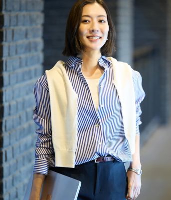 【美品】CELINE レギュラーカラー　ロンドンストライプ　シャツ　ブルー 美品】CELINE レギュラーカラー ロンドンストライプ シャツ