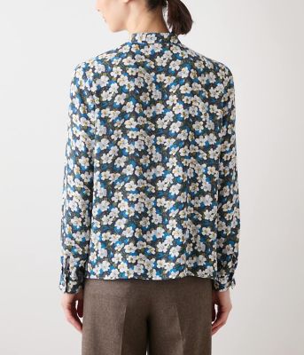 ビオラフラワープリント フロントフリルブラウス