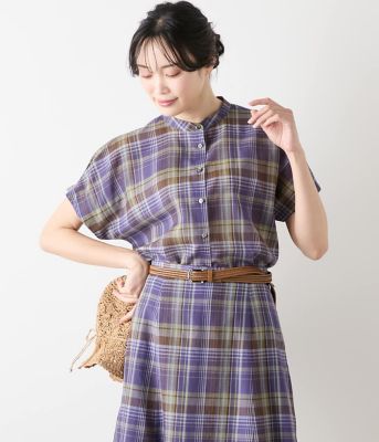 nest Robe★美品★リネンドルマンスリーブチェックブラウス 2way nest robe リネンドルマンスリーブ2wayブラウス - メルカリ