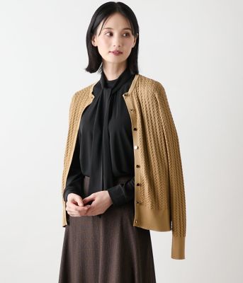 NEWYORKER (Women)/ニューヨーカー ケーブルクルーネックカーディガン(202551716550) 34キャメル トップス【三越伊勢丹/公式】