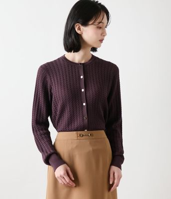 NEWYORKER (Women)/ニューヨーカー ケーブルクルーネックカーディガン(202551716550) 80パープル トップス【三越伊勢丹/公式】