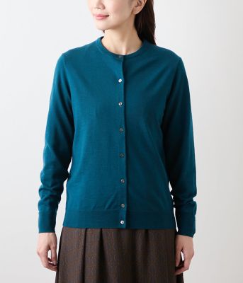 手洗い可能】キャッシュウール クルーネックカーディガン