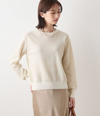 ＜NEWYORKER (Women)＞【手洗い可能】トライアングルラメ　クルーネックニットプルオーバー（２０２５５１７１６５７２）