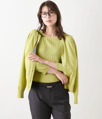 【SALE】NEWYORKER (Women)/ニューヨーカー レーヨンポリストレッチ Vネックカーディガン(202551716612) 50イエローグリーン トップス【三越伊勢丹/公式】
